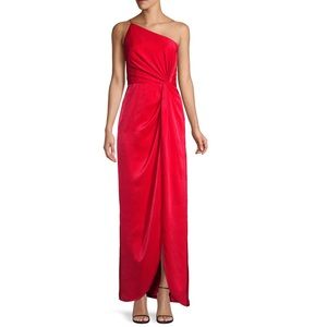 Aidan by Aidan Mattox Draped Twill One-Shoulder Gown
